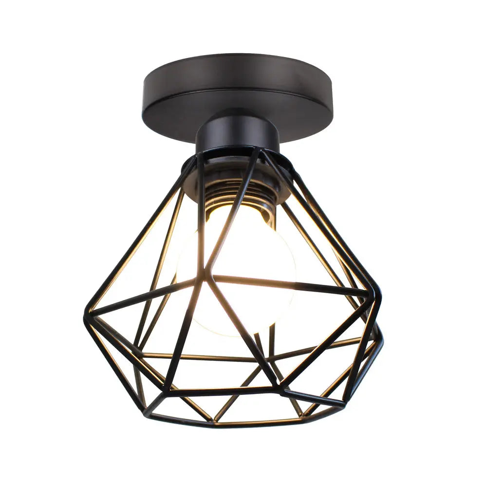 Vintage Industrial LED Ceiling Light Shade for Living Room Kitchen Cage Home Decor