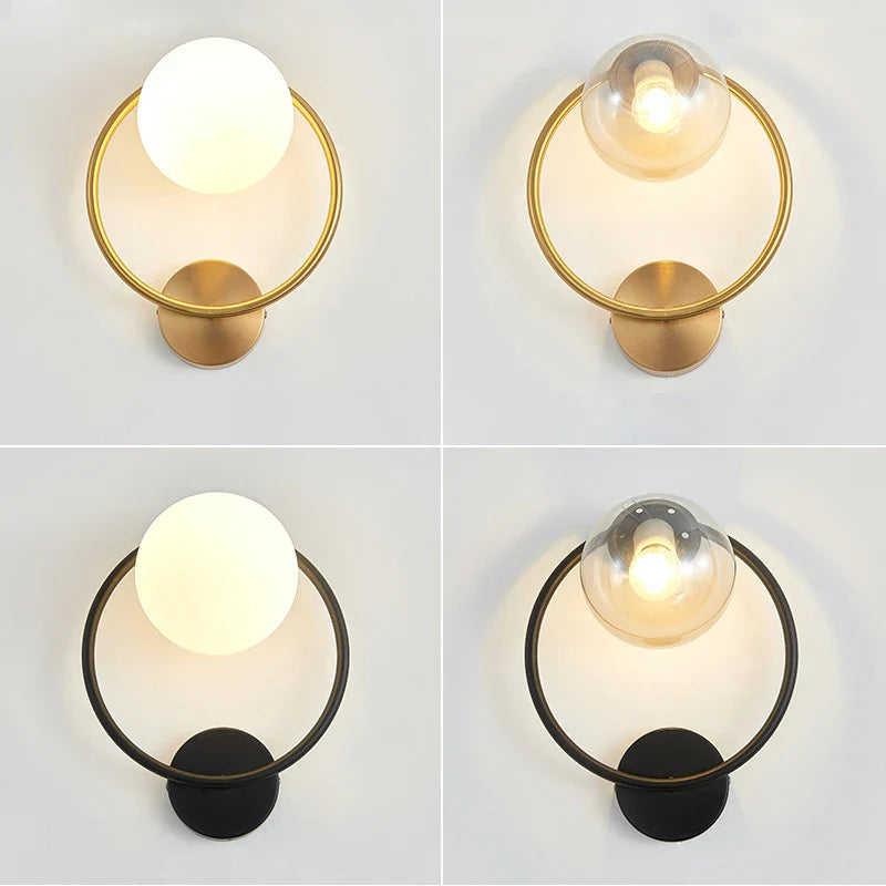 Nordic Luxury Wall Lamp Black Brass LED Indoor Stairs Corridor Light