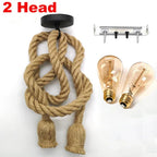 Vintage Hemp Rope Pendant Light E27 LED Industrial Lamp Loft Home Decor