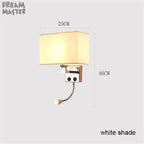 Fabric Shade Wall Light with LED Reading Lamp and Dual Switches