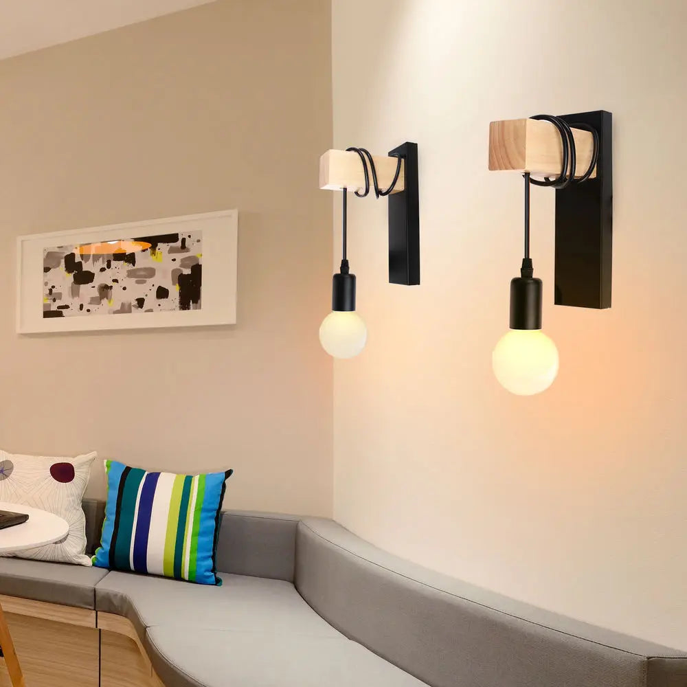 Nordic Wood Wall Lights Retro Adjustable Wall-mounted Bar Bedside Lighting by Afralia™