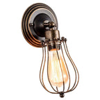 Wire Cage Industrial LED Wall Sconce for Living Room, Bar, Restaurant