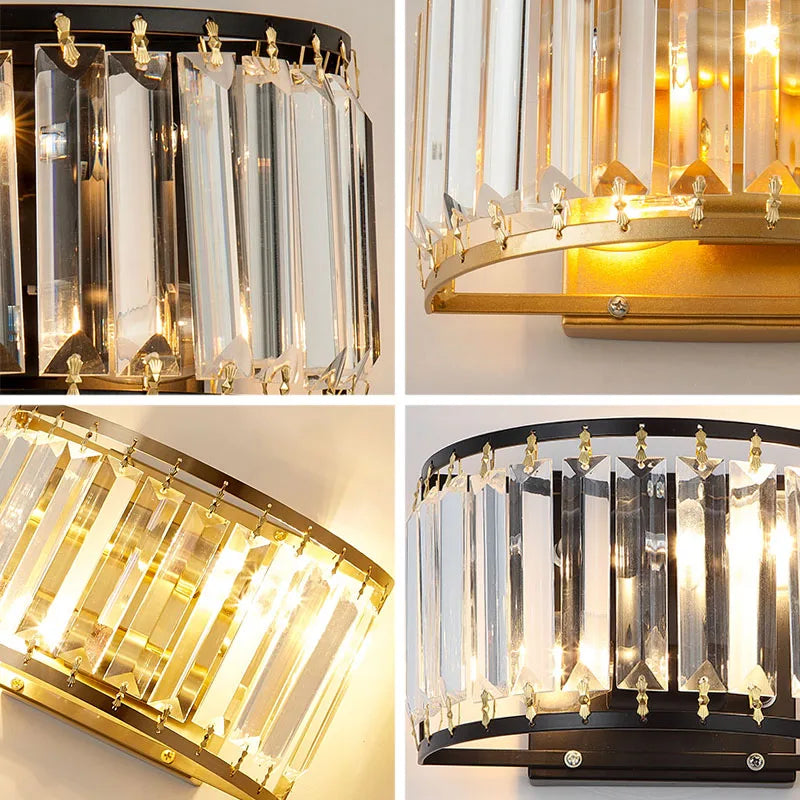 Crystal Semicircular Wall Lamp: Modern Minimalist LED Lighting for Home Decor