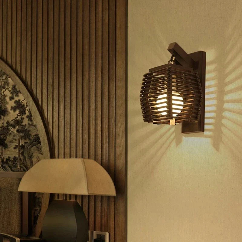 Bamboo Wall Sconce Light for Aisle Corridor Hotel Restaurant Cafe
