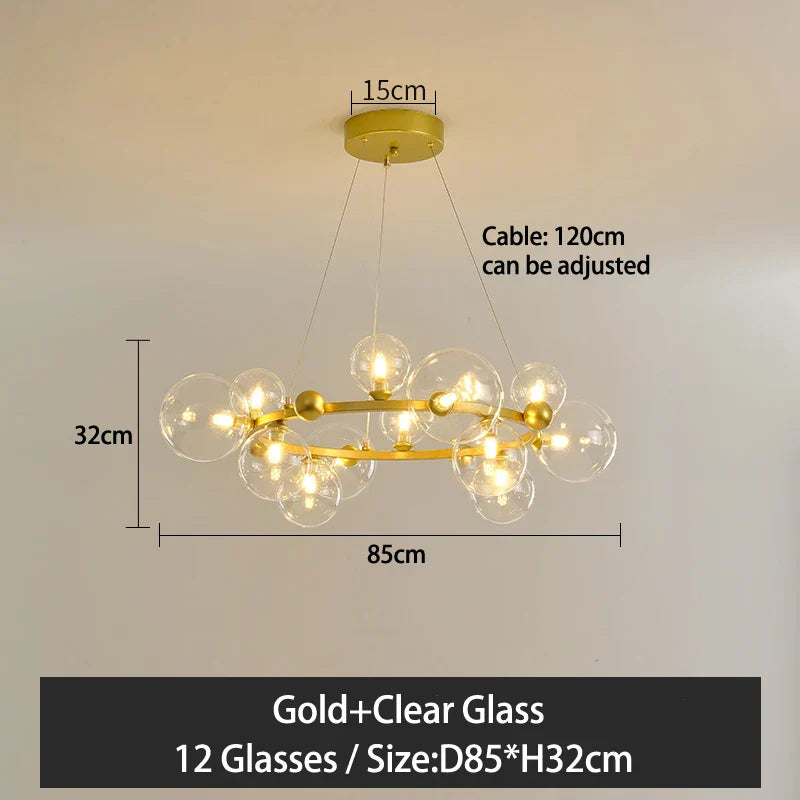 Nordic Glass Ball Pendant Light Gold/Black Dining Living Room Decor Afralia™
