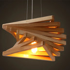 Triangle Wood Chandelier LED Indoor Hanging Lamp for Living Room decor