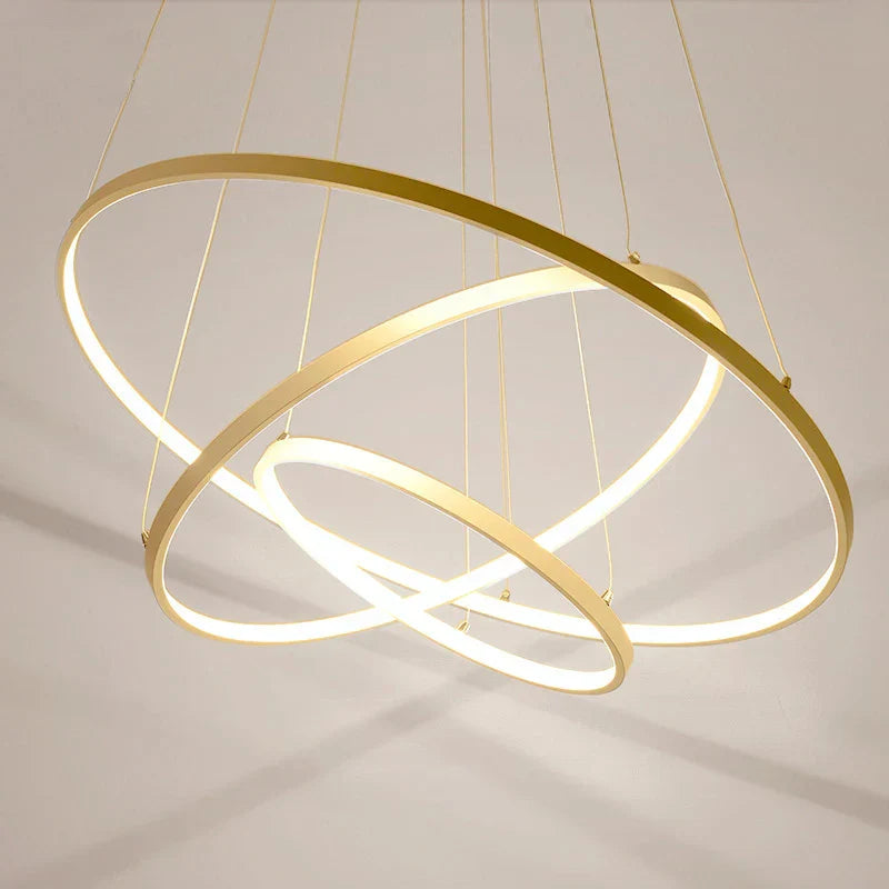 LED Circle Rings Pendant Lights: Modern White/Gold/Black Luster Lamp for Home Lighting