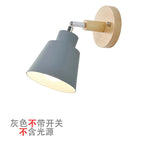 Nordic Wooden Wall Lights with Zipper Switch, Rotatable Modern Macaroon Sconce