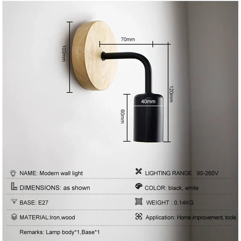 Vintage Industrial Wall Lamp Dimmable E27 Light Bulb Wall Light