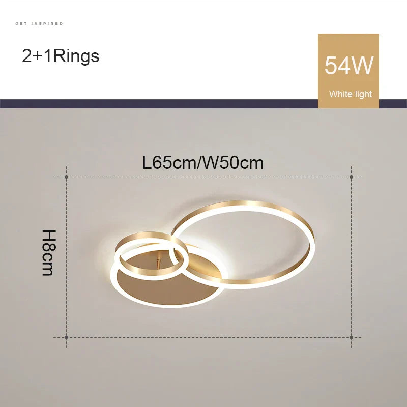 Modern LED Chandelier Lightings Gold Black Dimmable Indoor Lamps