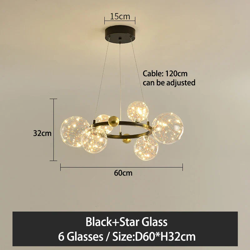 Nordic Glass Ball Pendant Light Gold/Black Dining Living Room Decor Afralia™