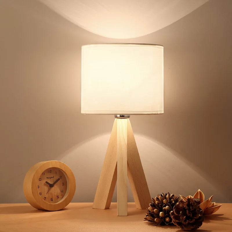 Wooden LED Desk Lamp - Japanese Design, Eye-Friendly, Solid Wood Triangle Square