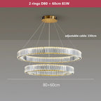 Luxury Crystal LED Chandelier: Dimmable Circle Droplight for Villa Stairs & Living Room