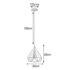 White Cage Industrial Pendant Light Fixture - Modern Loft Hanging Lamp
