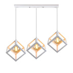 Geometric Cube Pendant Lights Trio Metal Shades Square Ceiling Lamps