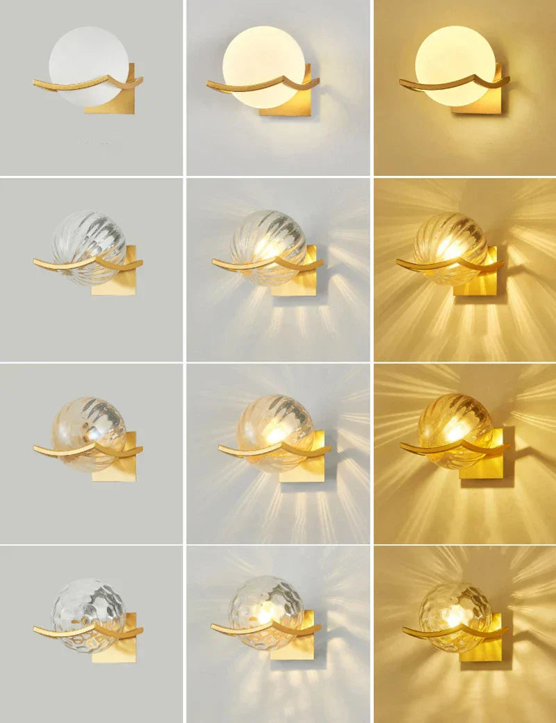Moon Glass Wall Lamp for Bedroom Decoration - LED Night Light Fixtures