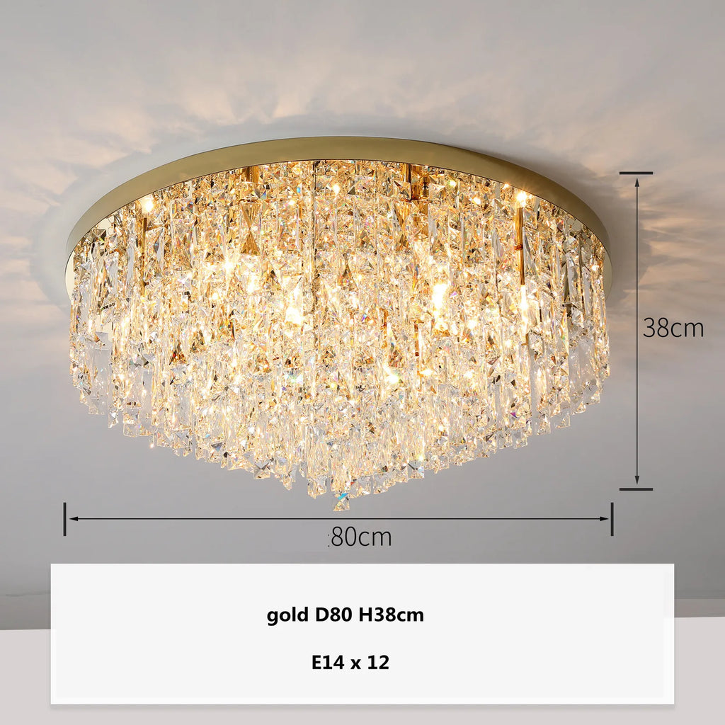 Modern Bedroom Crystal Ceiling Lamp Gold/Chrome Steel LED Lights