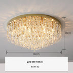 Modern Bedroom Crystal Ceiling Lamp Gold/Chrome Steel LED Lights