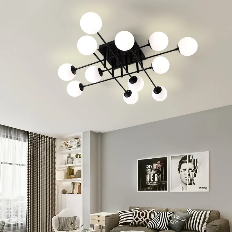 Milk Glass Ceiling Light Modern Ceiling Lamp Living Room Lighting