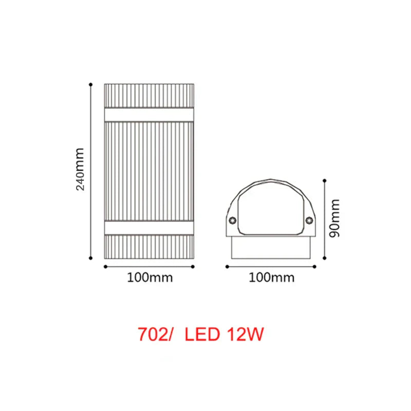 Outdoor LED Wall Light Waterproof Aluminum Black Porch Garden Lamp Sconce