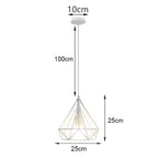 White Cage Industrial Pendant Light Fixture - Modern Loft Hanging Lamp