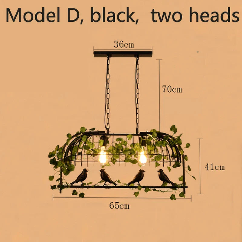 Vintage Plant Pendant Lights Bird Cage Industrial Pendant Lamp for Home Decor