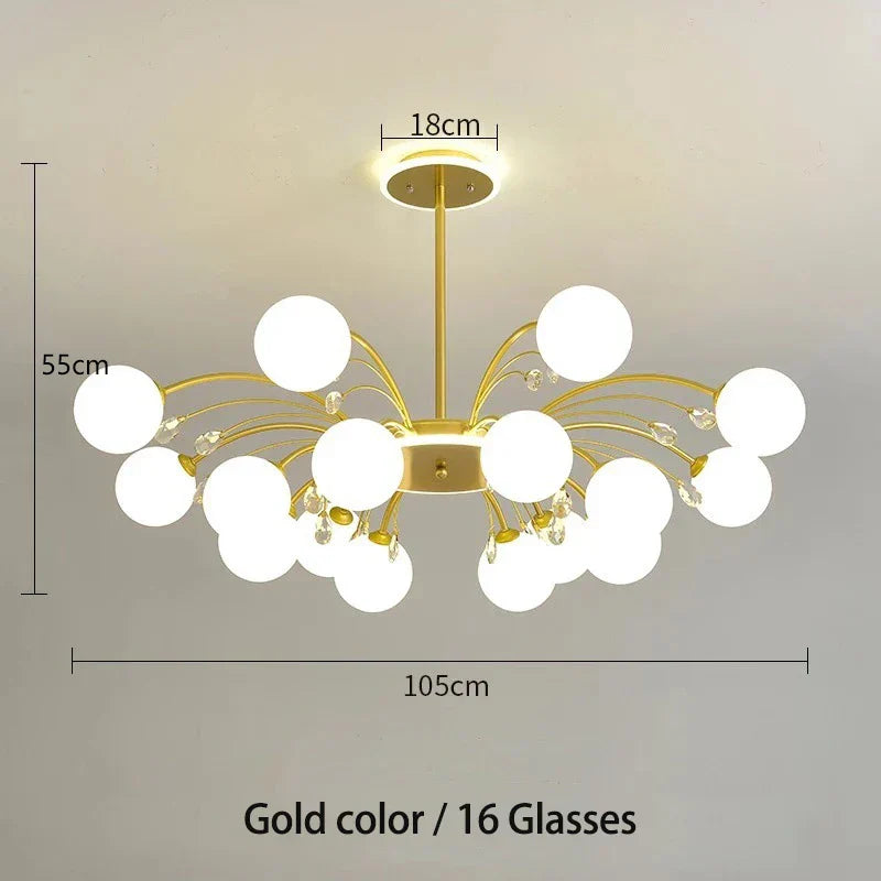 Nordic Crystal Glass Chandelier with E27 Lamp Holder for Livingroom Bedroom Diningroom by Afralia™