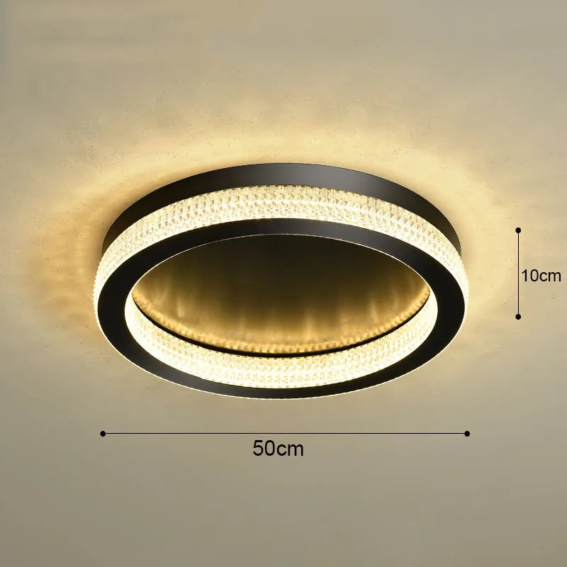 Black Gold Crystal Chandelier LED Ceiling Light for Living Room Bedroom