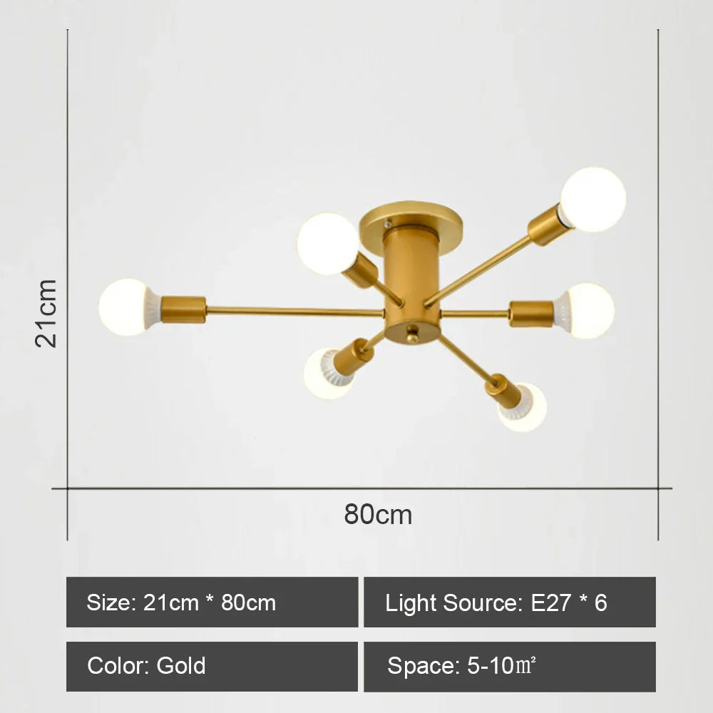 LED Metal Chandeliers for Living Room - Stylish Ceiling Light for Home Decor