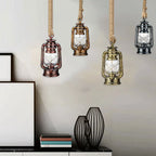 Retro Industrial Hemp Rope Kerosene Pendant Chandelier LED Ceiling Lamp