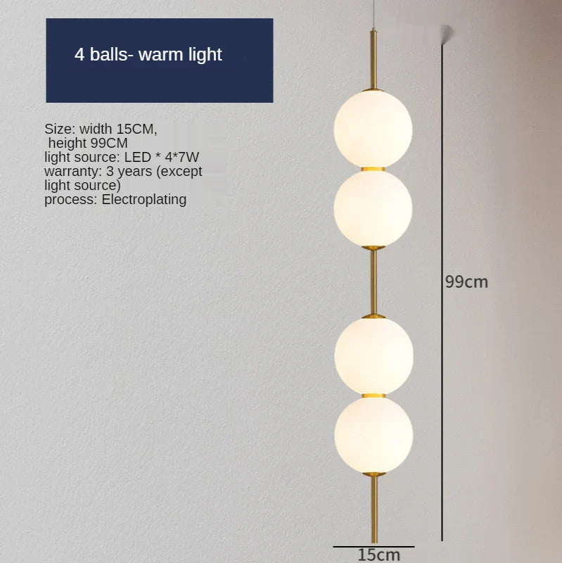 Glass Ball LED Pendant Lamps - Warm Milky White Hanging Lights