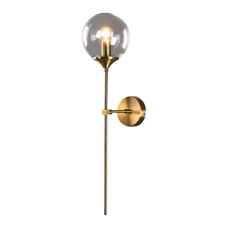 Gold Glass Ball Wall Lamp for Living Room Decor
