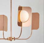 Milky Glass Ball Chandelier with Metal Leaves and G9 LED Lights for Luxury Living Room