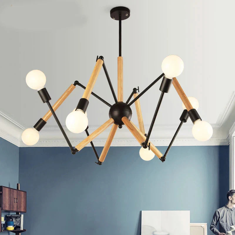 Spider Pendant Lights - 6/8/12 Arms, Black/White Suspension for Dining & Living Room