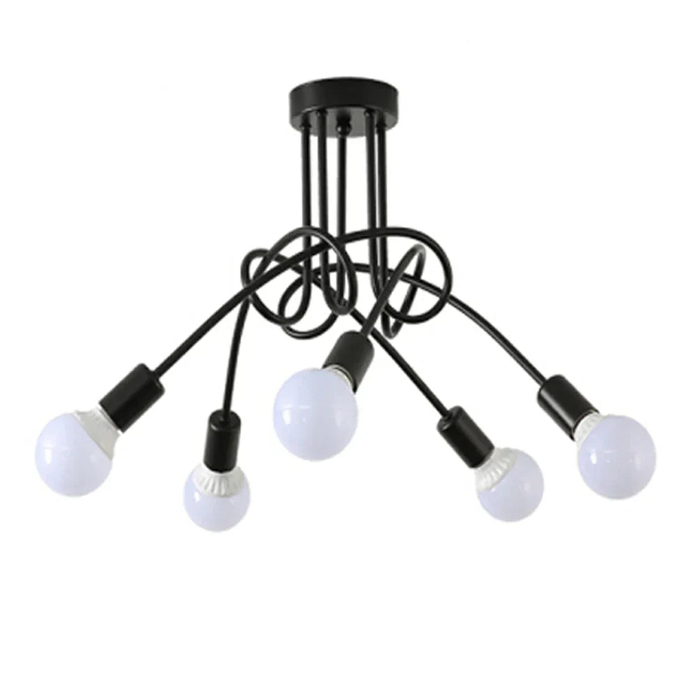 Modern Iron Ceiling Chandelier: 3/5 Sockets Lights for Living Room & Bedroom