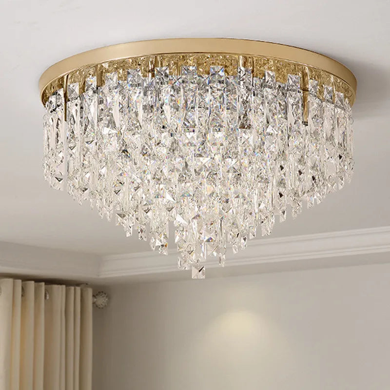 Modern Bedroom Crystal Ceiling Lamp Gold/Chrome Steel LED Lights