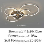 LED Rings Ceiling Chandelier for Decorative Living Room, Dimmable Indoor Lamps