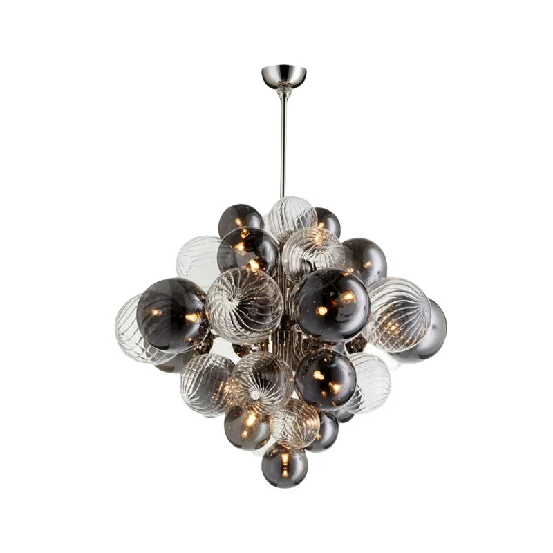 Glass Globe LED Chandelier: Nordic Luxury Metal Pendant Lighting for Living Room