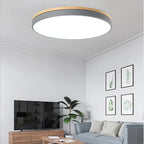 Modern Ultra-thin LED Ceiling Light Panel Solid Wood Surface Mount