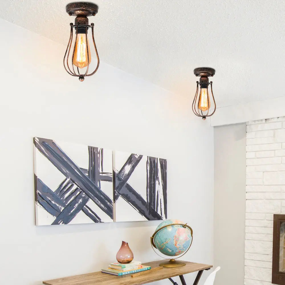 Adjustable Industrial Wall Light Rustic Wire Metal Cage Sconce