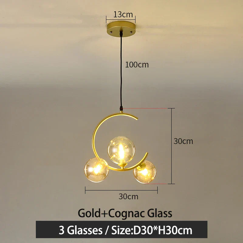 Glass Ball Pendant Light | Modern Nordic G9 LED Lamp for Living Room & Bedroom