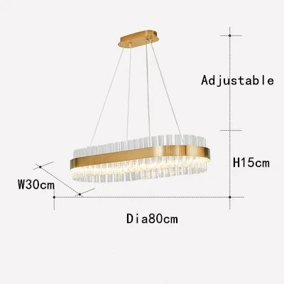 Crystal Chandelier LED Ring Lamp for Dining Room Center Living Restaurant Decor
