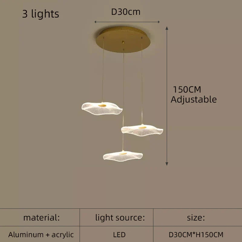 Lotus Leaf Acrylic Nordic LED Chandelier for Restaurant Living Room Hotel Villa