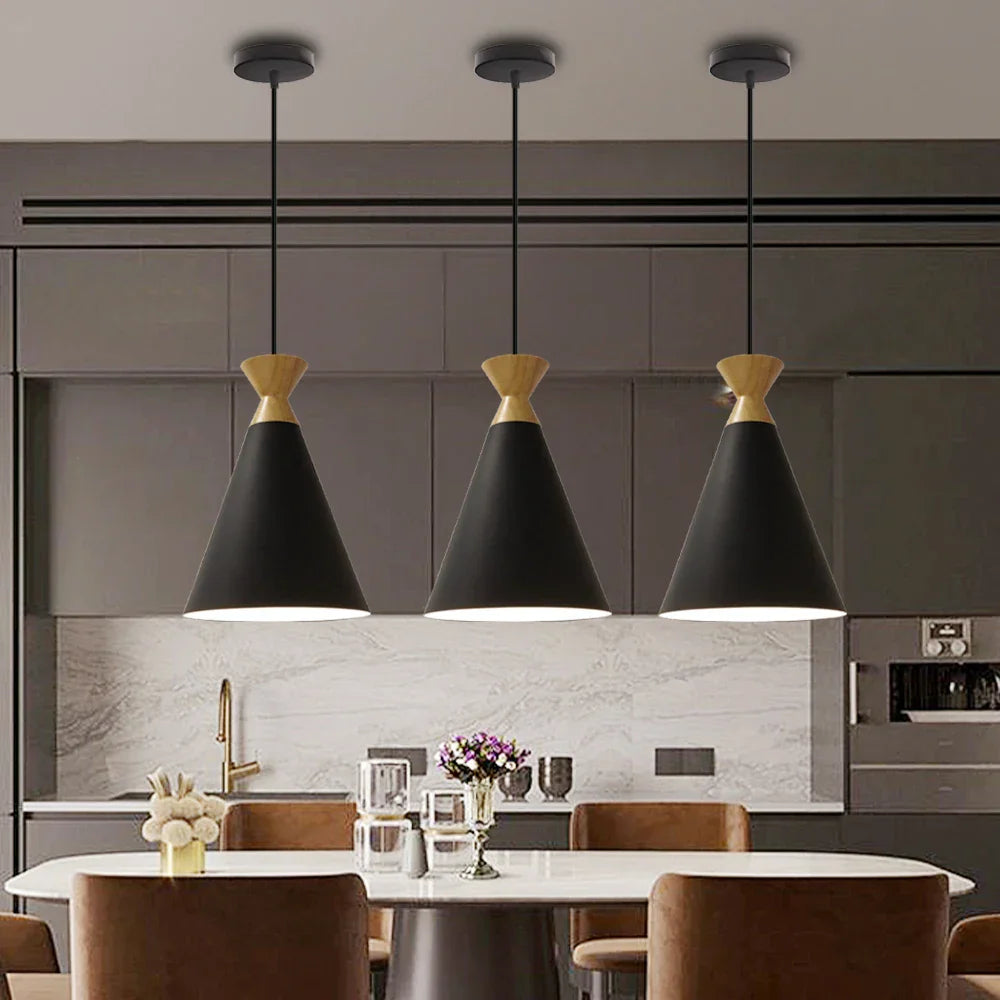 Nordic Aluminum Pendant Lights Modern E27 LED Hanging Kitchen Lamps Fixtures