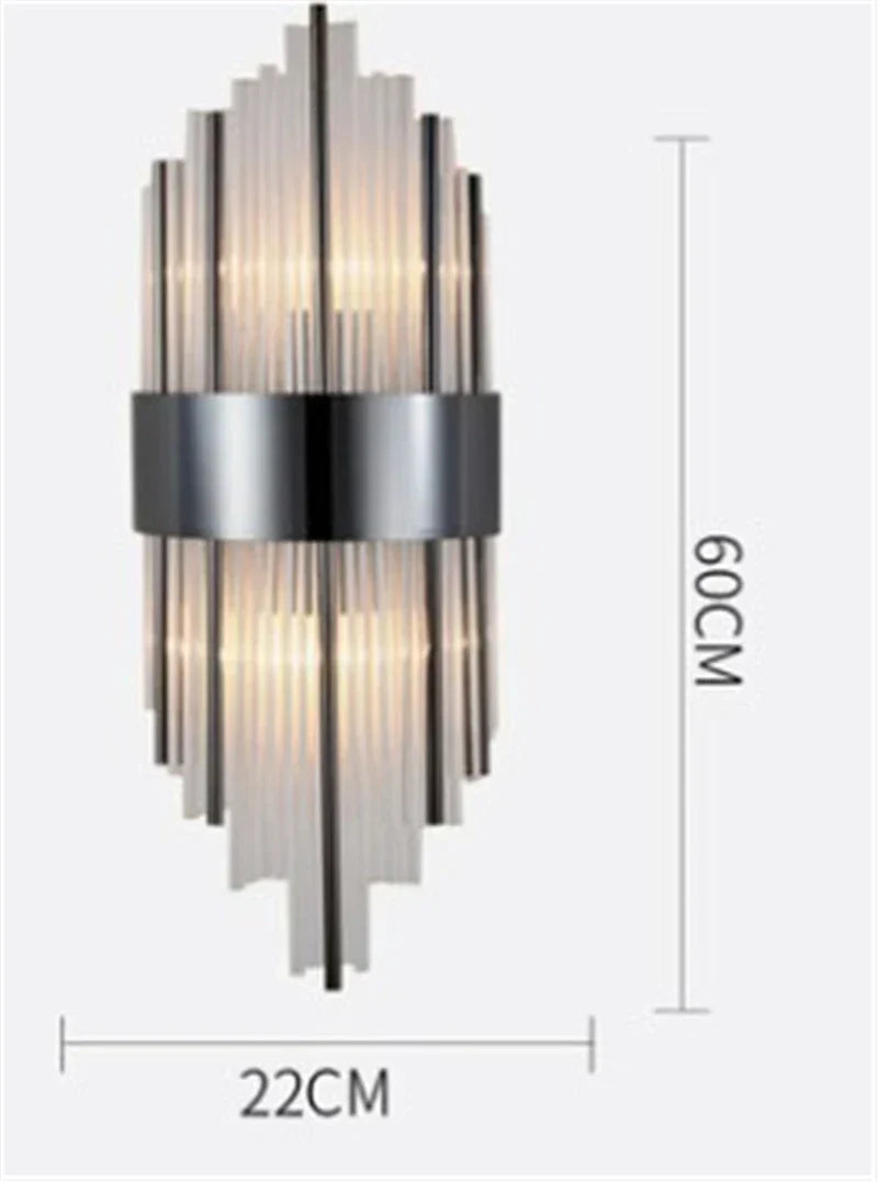 Black Gold Crystal Wall Lights for Bedroom Living Room Home LED Sconce