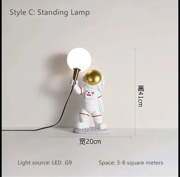 Astronaut LED Table Lamp: Modern Resin Desk Light for Kids Room, Space-themed Decor