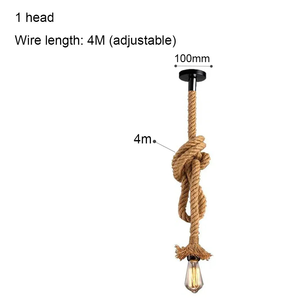 Spider Chandelier Hemp Rope Pendant Light Vintage Industrial Ceiling Lamp