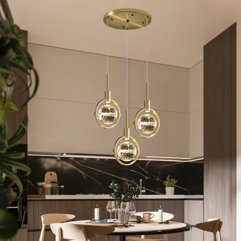 Nordic Crystal Chandelier Pendant for Bedroom Bar, Modern Luxury LED Light