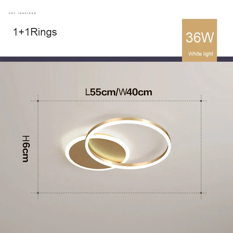 Modern LED Chandelier Lightings Gold Black Dimmable Indoor Lamps