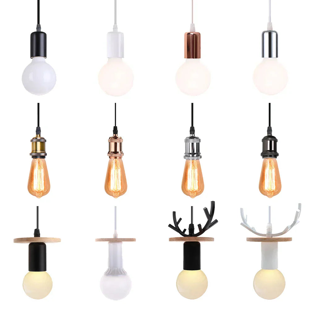 LED Wood Ceiling Pendant Light Vintage Retro Loft Hanging Lamp Suspension E27